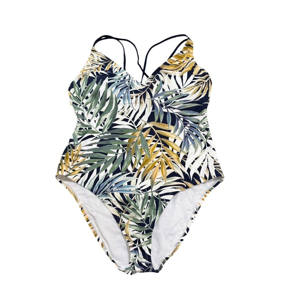 Hurley X-Large Swimsuit One Piece Swim Tropical Leaf Beach Womens